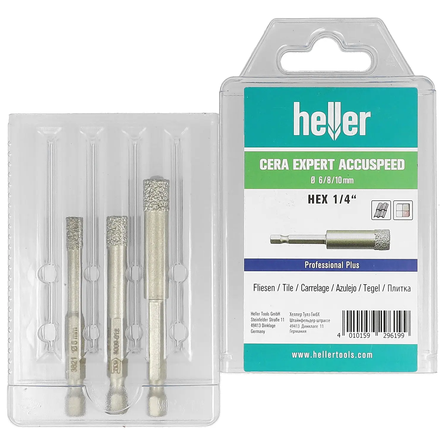 HELLER Feinsteinzeugbohrer Cera Expert Accuspeed 6kant Set 3-tlg.