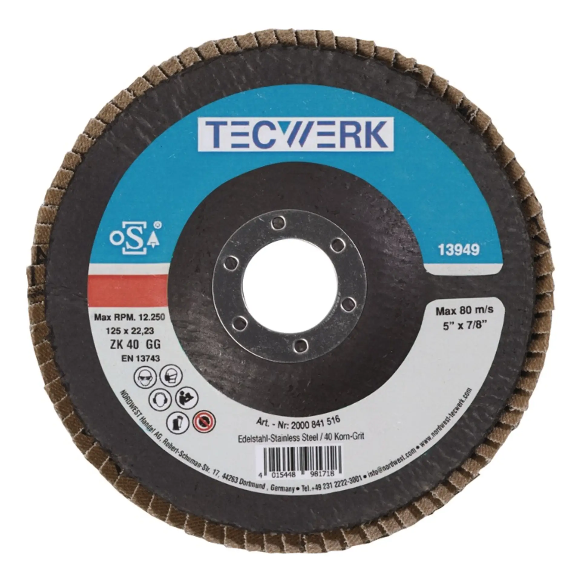 TECWERK Fächerscheibe flach INOX Zirkonkorund