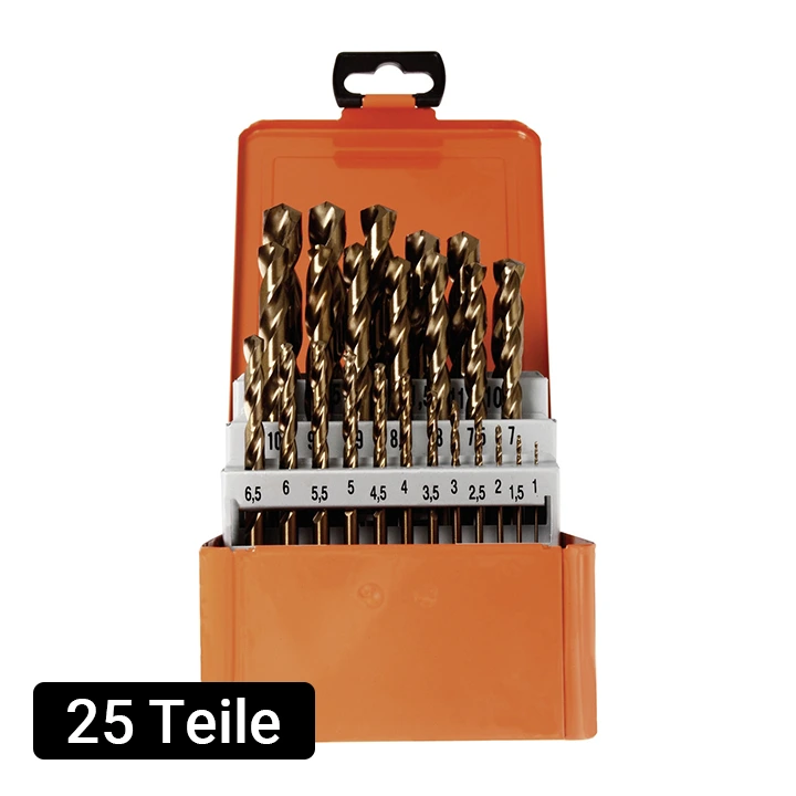 PROJAHN SPIRALBOHRER HSS-CO 5% DIN 338 Typ VA ECO Set 25-tlg. in Bohrerkassette Ø 1 - 13 / 0,5 mm steigend