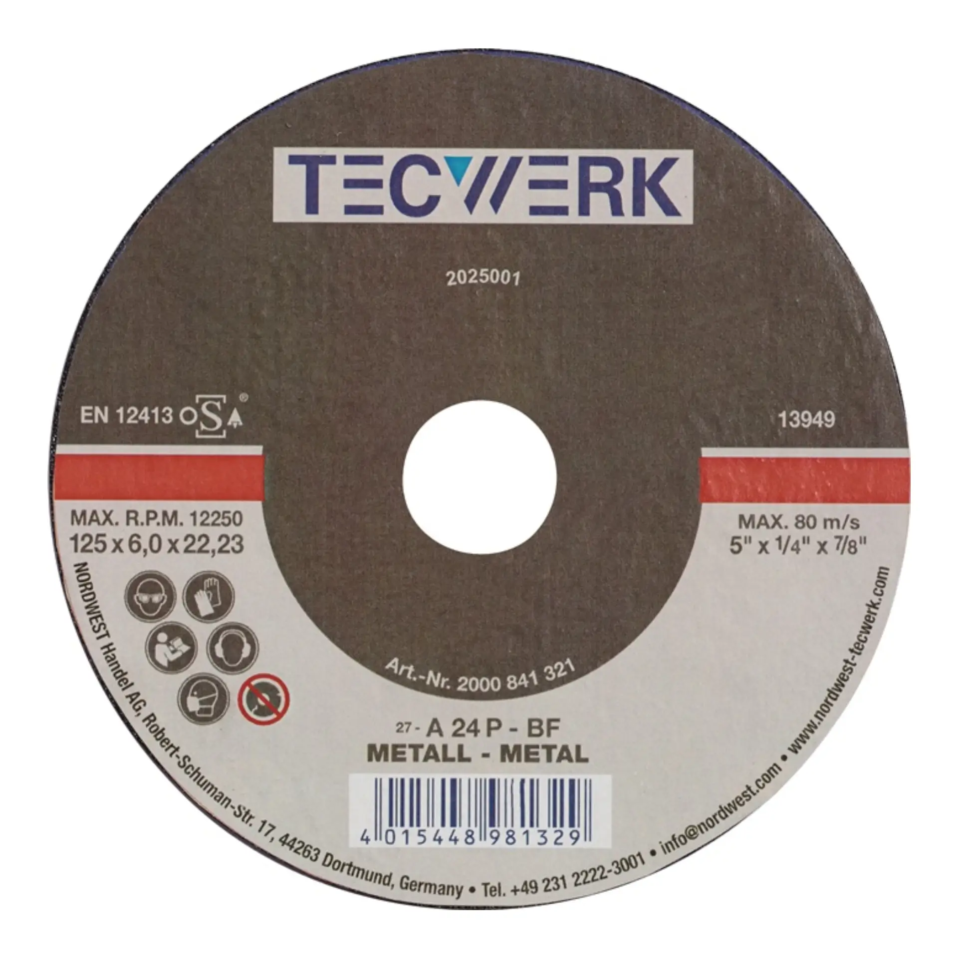 TECWERK Schruppscheibe gekröpft Stahl Bohrung 22,23 mm