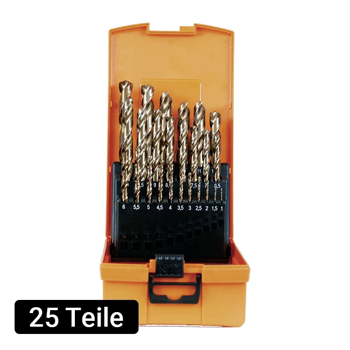 PROJAHN SPIRALBOHRER HSS-CO 5% DIN 338 Typ VA ECO Set 25-tlg. in Kunststoffkassette Ø 1 - 13 / 0,5 mm steigend