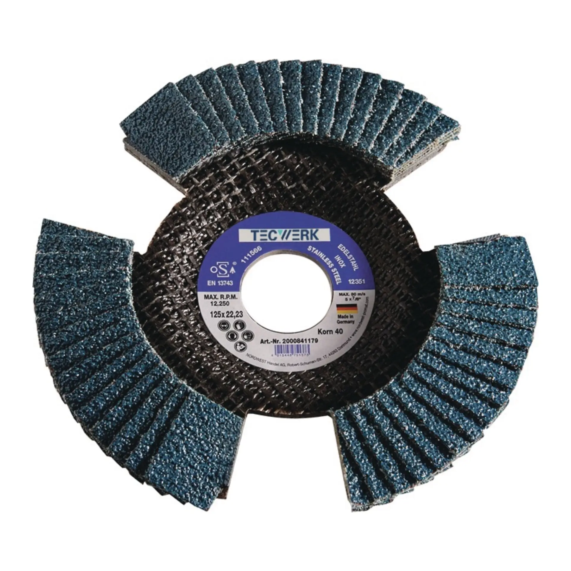 TECWERK Fächerscheibe konisch INOX/Stahl Zirkonkorund