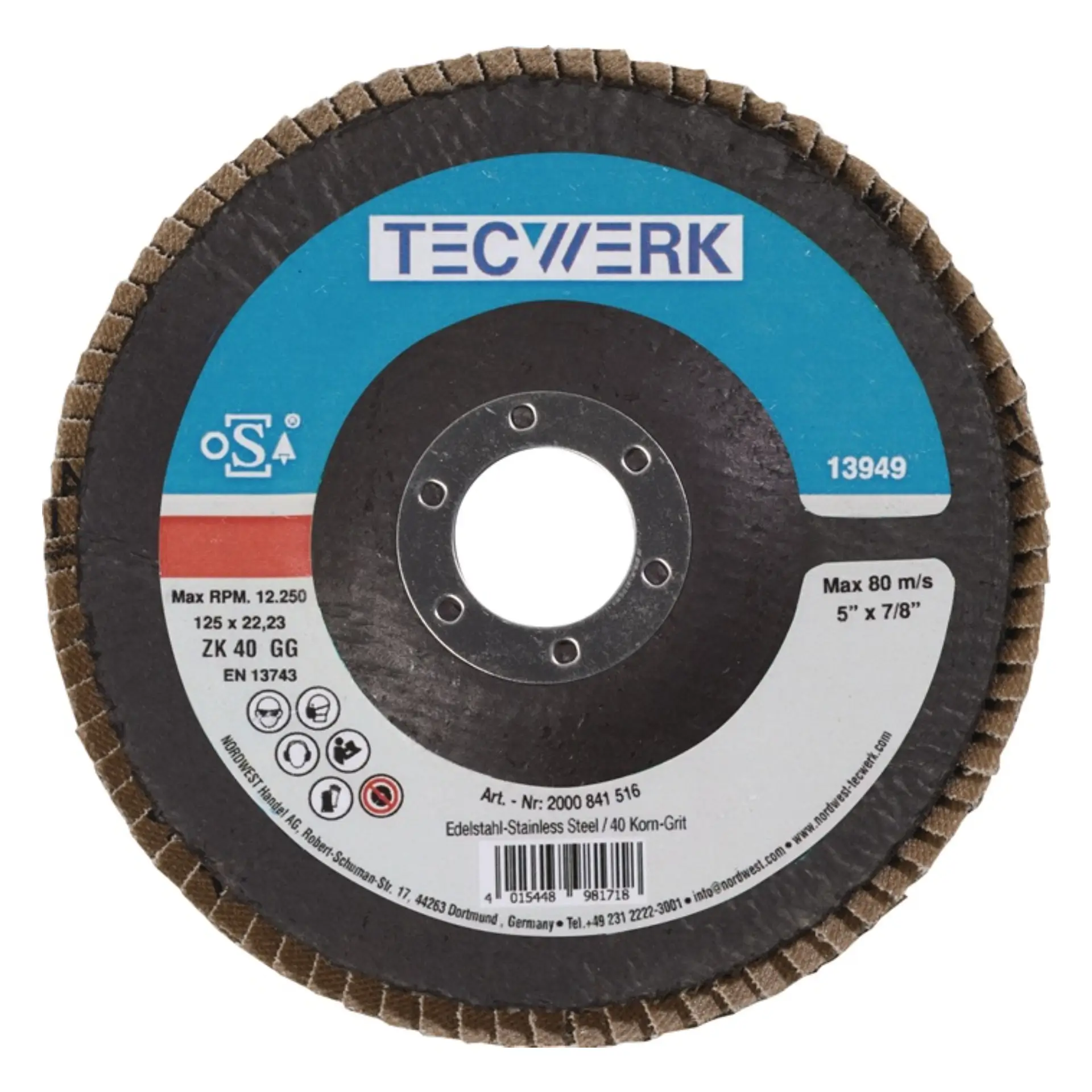 TECWERK Fächerscheibe konisch INOX Zirkonkorund