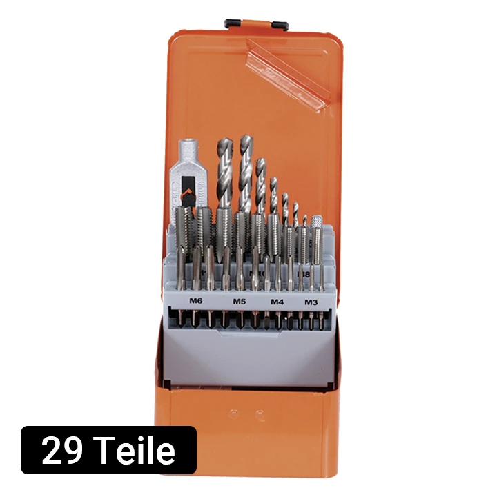 PROJAHN HAND-GEWINDEBOHRER HSS-G DIN 352 Set 29-tlg. M3 - M12 +  Ø 2,5 - 3,3 - 4,2 - 5,0 - 6,8 - 8,5 - 10,2 mm 