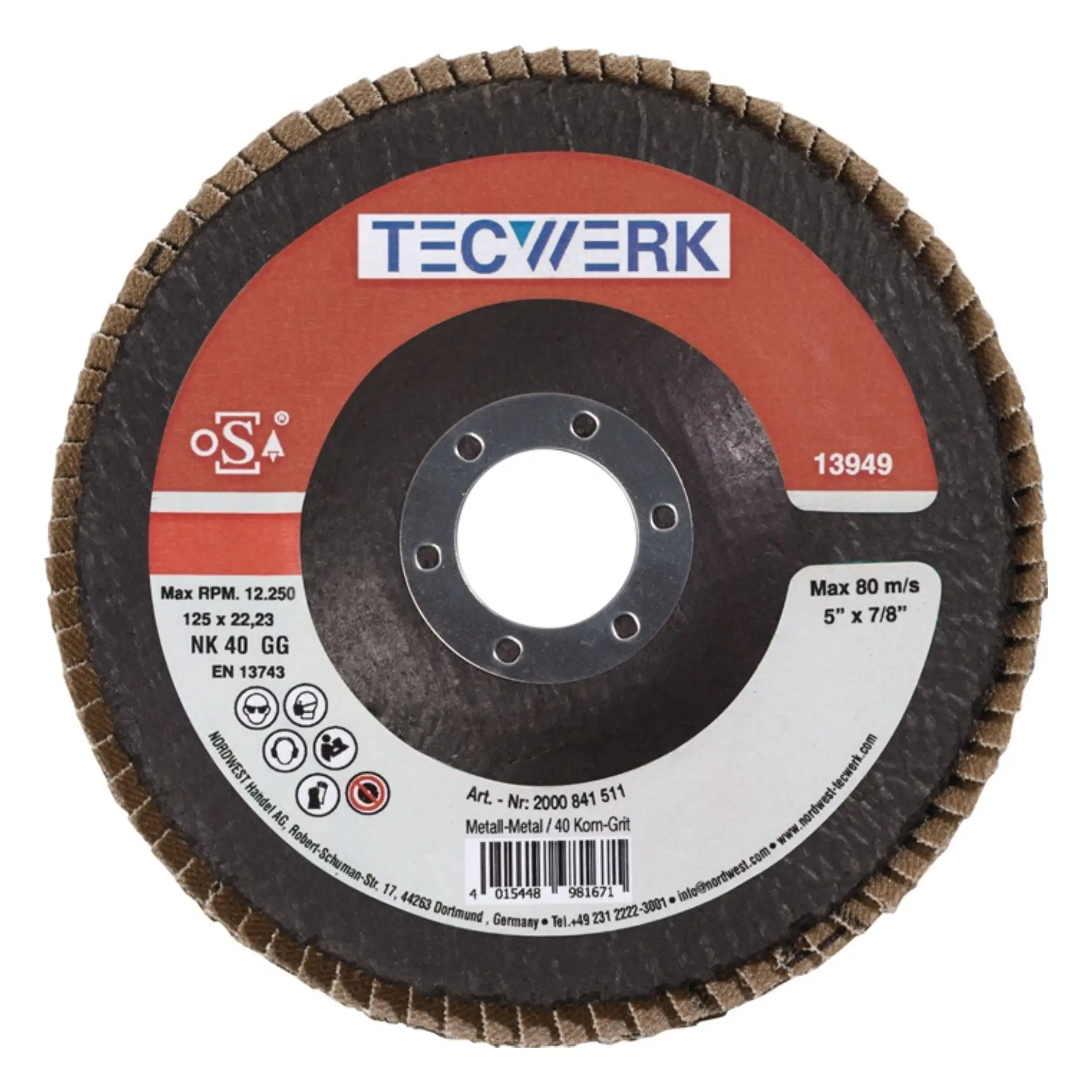 TECWERK Fächerscheibe konisch Stahl/Holz Normalkorund