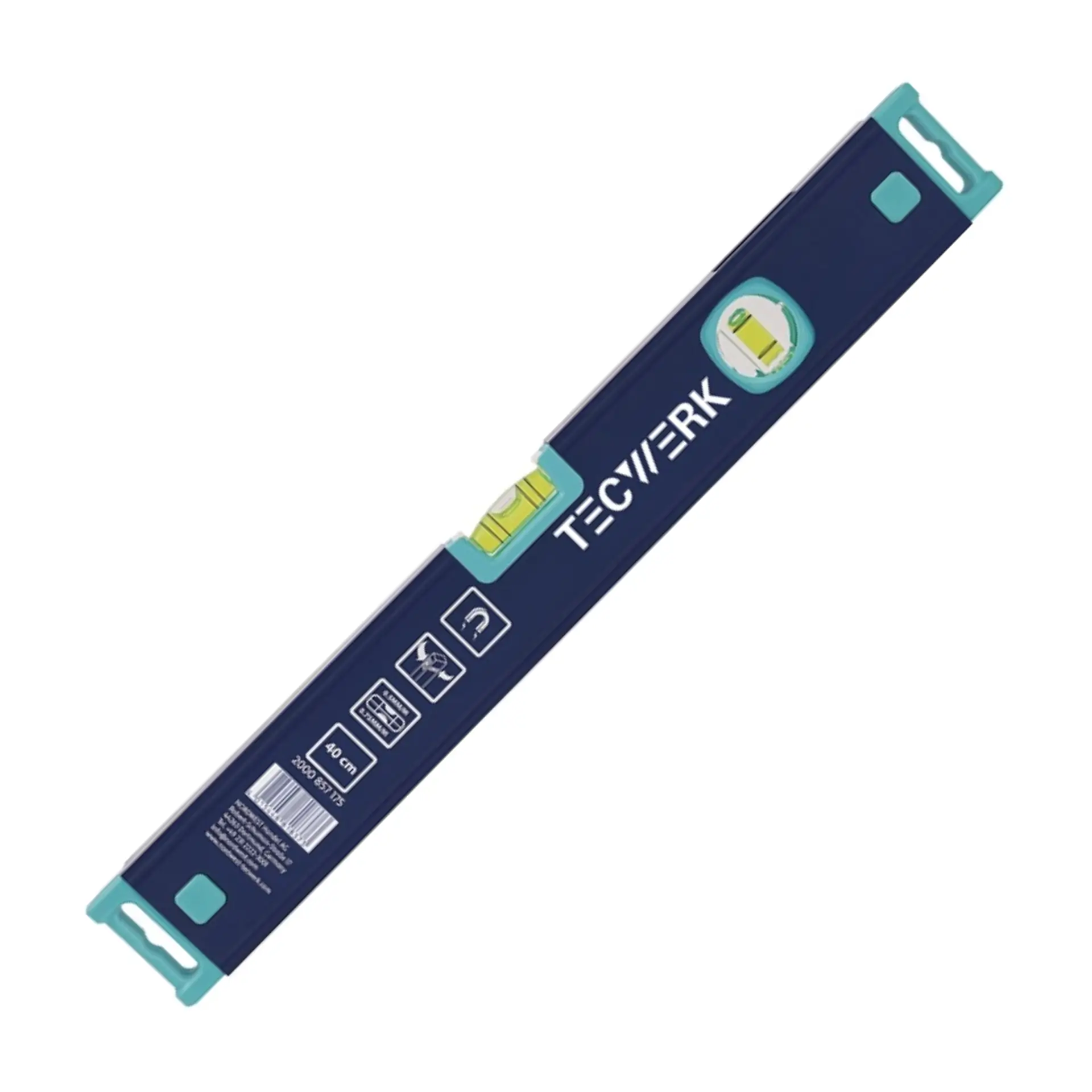 TECWERK Wasserwaage Aluminium blau mit Magnet ± 0,5 mm/m