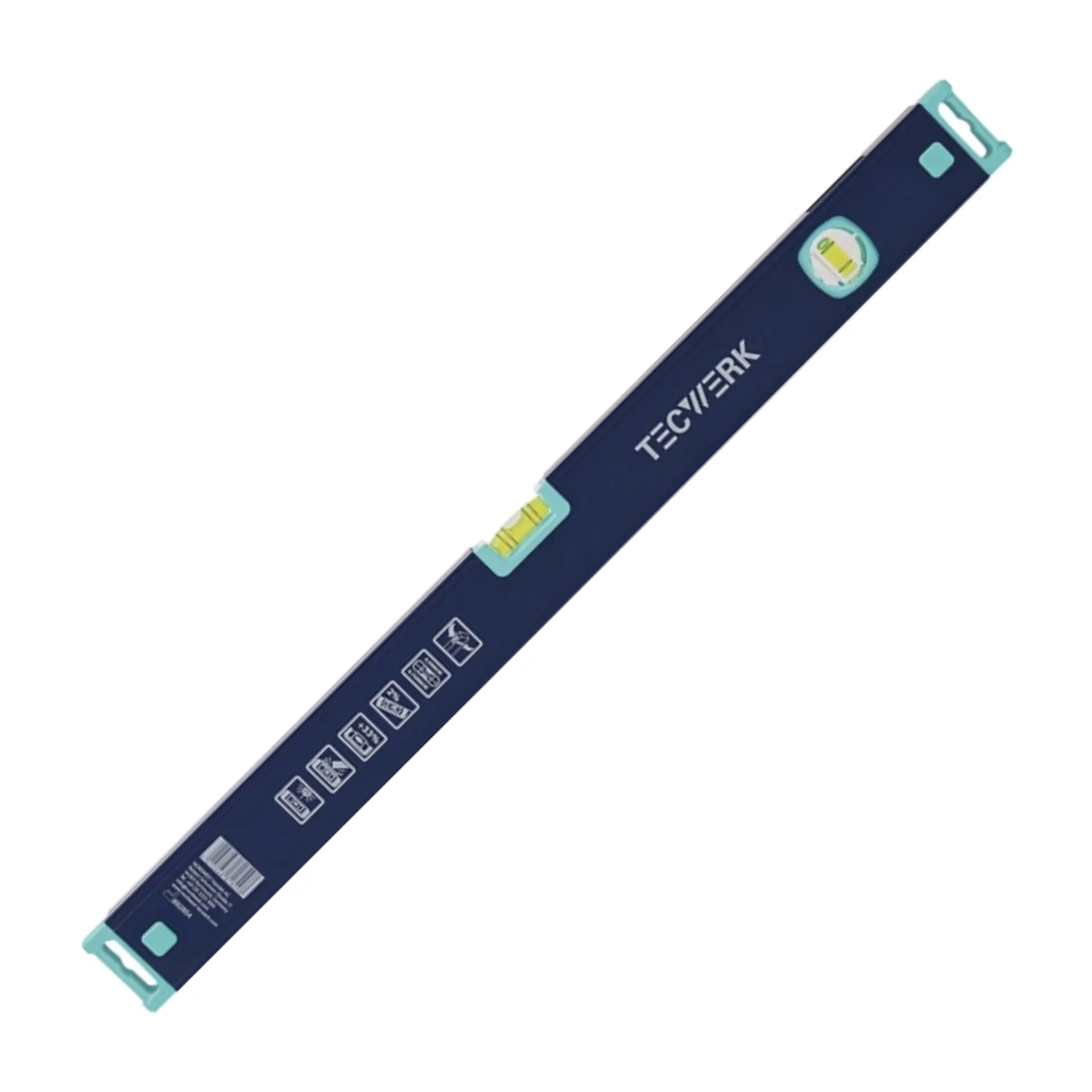 TECWERK Wasserwaage Aluminium blau Spiegellibelle max. ±0,5 mm/m