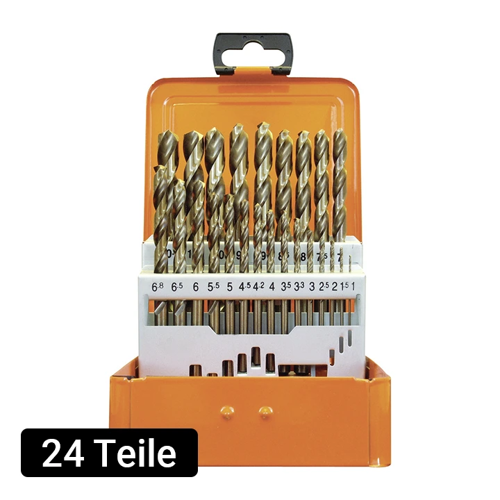 PROJAHN SPIRALBOHRER HSS-CO 5% DIN 338 Typ VA ECO Set 24-tlg. Ø 1 - 10 / 0,5 mm steigend, Kernlochmaße Ø 3,3-4,2-6,8-10,2 mm