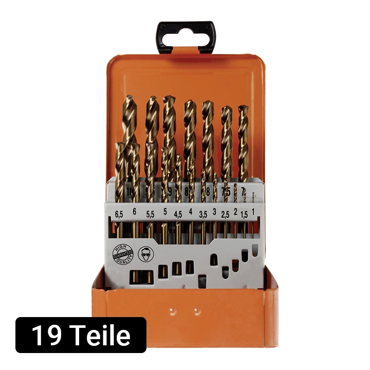 PROJAHN SPIRALBOHRER HSS-CO 5% DIN 338 Typ VA ECO Set 19-tlg. in Bohrerkassette Ø 1 - 10 / 0,5 mm steigend 