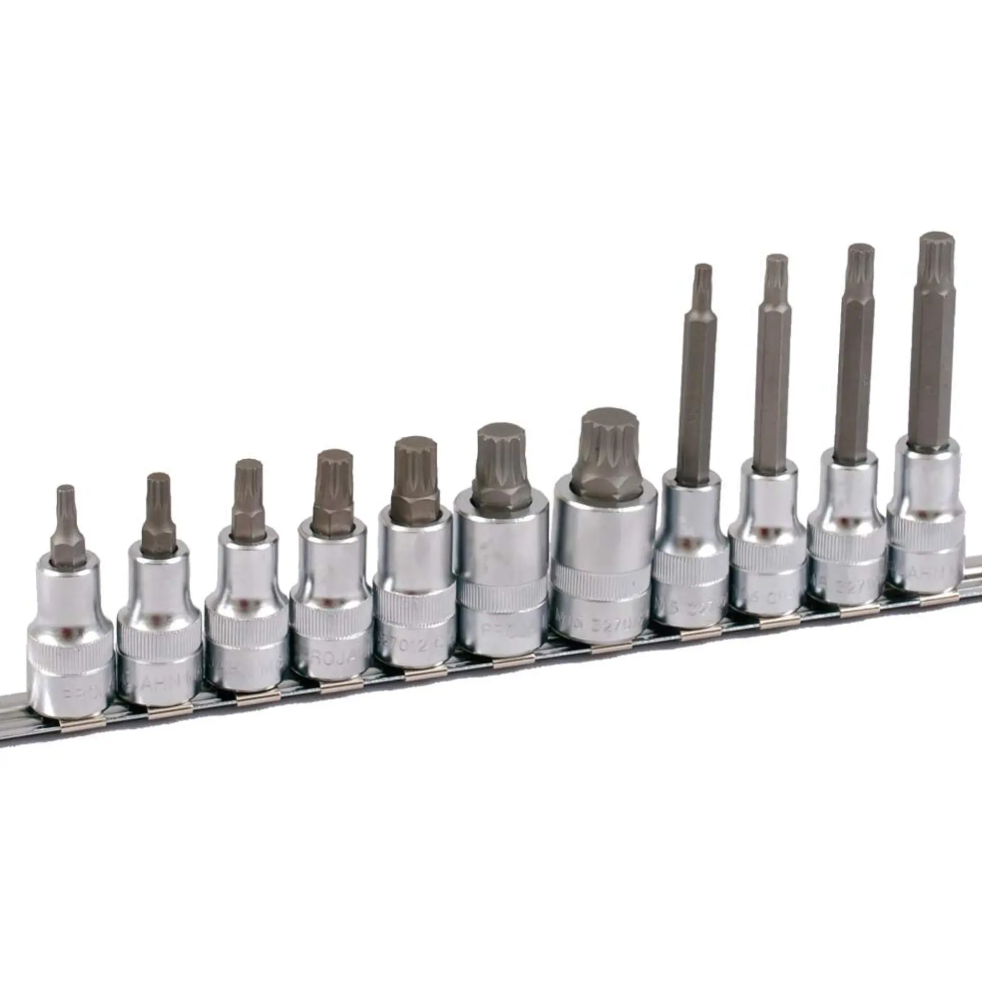 PROJAHN Bit Stecknuss Satz 1/2 Zoll auf Schiene Vielzahn, 60 + 100 mm 11-tlg.